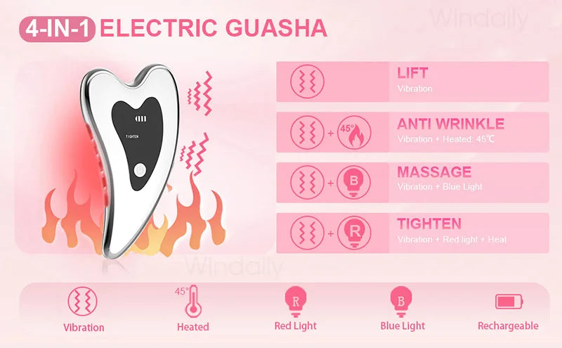 💖 4-in-1 Gua Sha Gezichtsmassager – 1+1 GRATIS | Lift & Verstevig Je Huid!